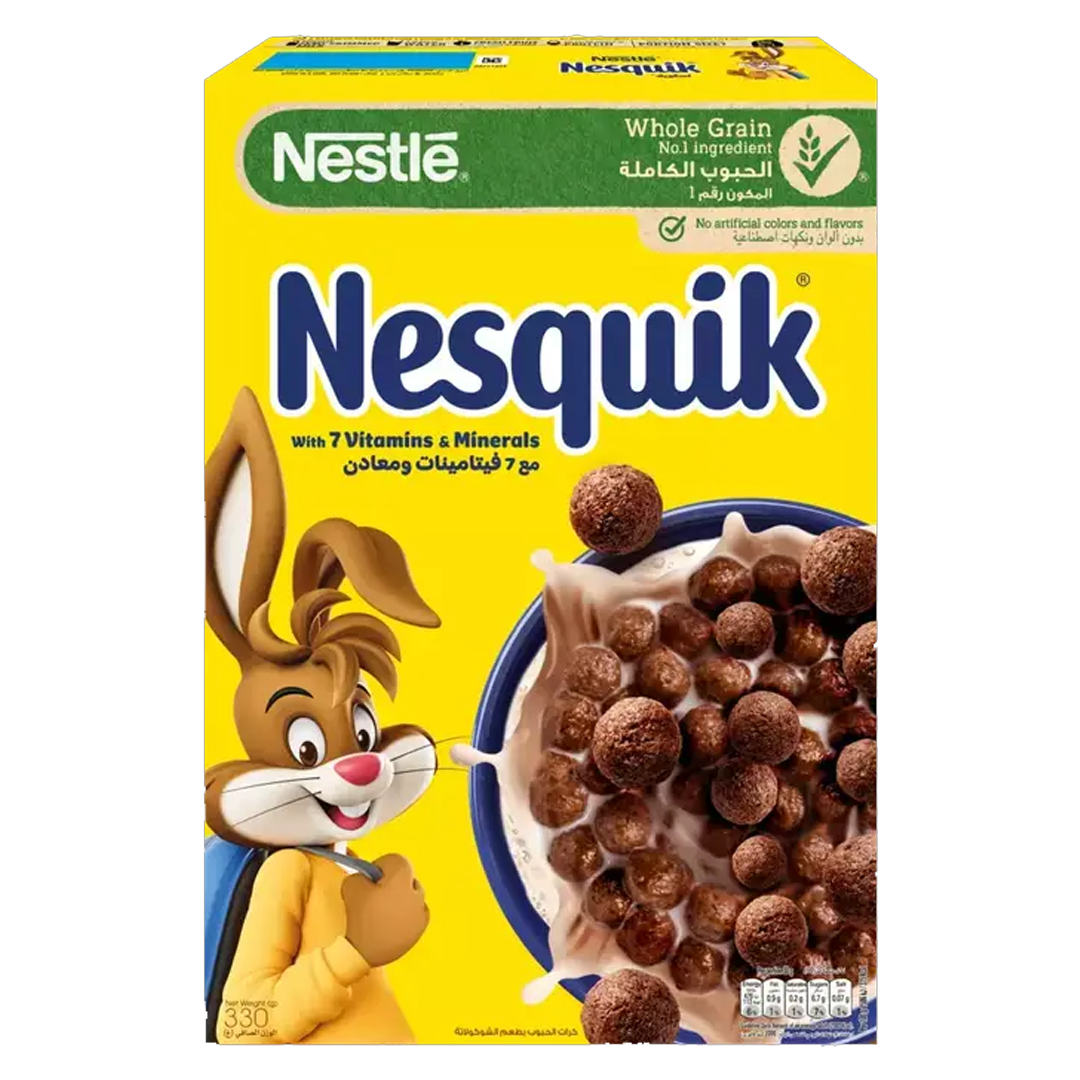 Nesquik Cereals chocolate flavor 375g نستة نسكويك كورن فليكس 12*375 جرام