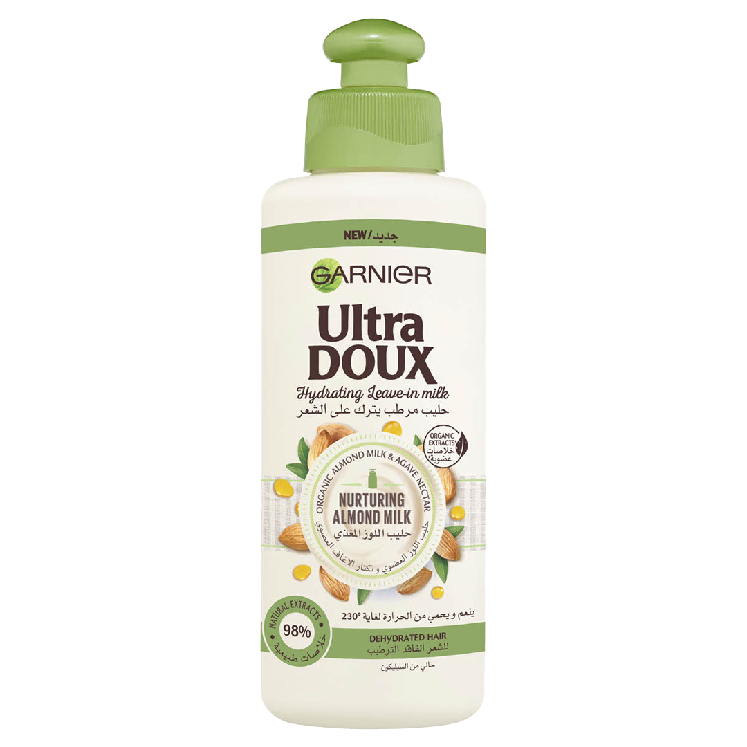 Garnier Ultra Doux Almond Milk Leave-In Cream 200ml غارنية الترا دوكس للشعر الفاقد الترطيب 200مل