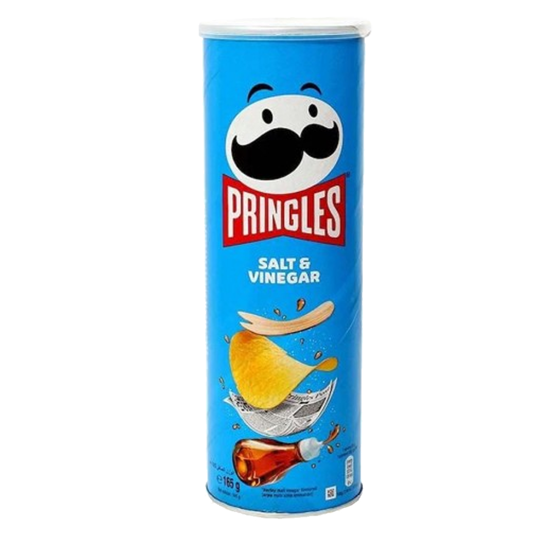 PRINGLES CHIPS SALT & VINEGAR 165g برانجلز سناك مقرمش بطعم الملح والخل 165جرام