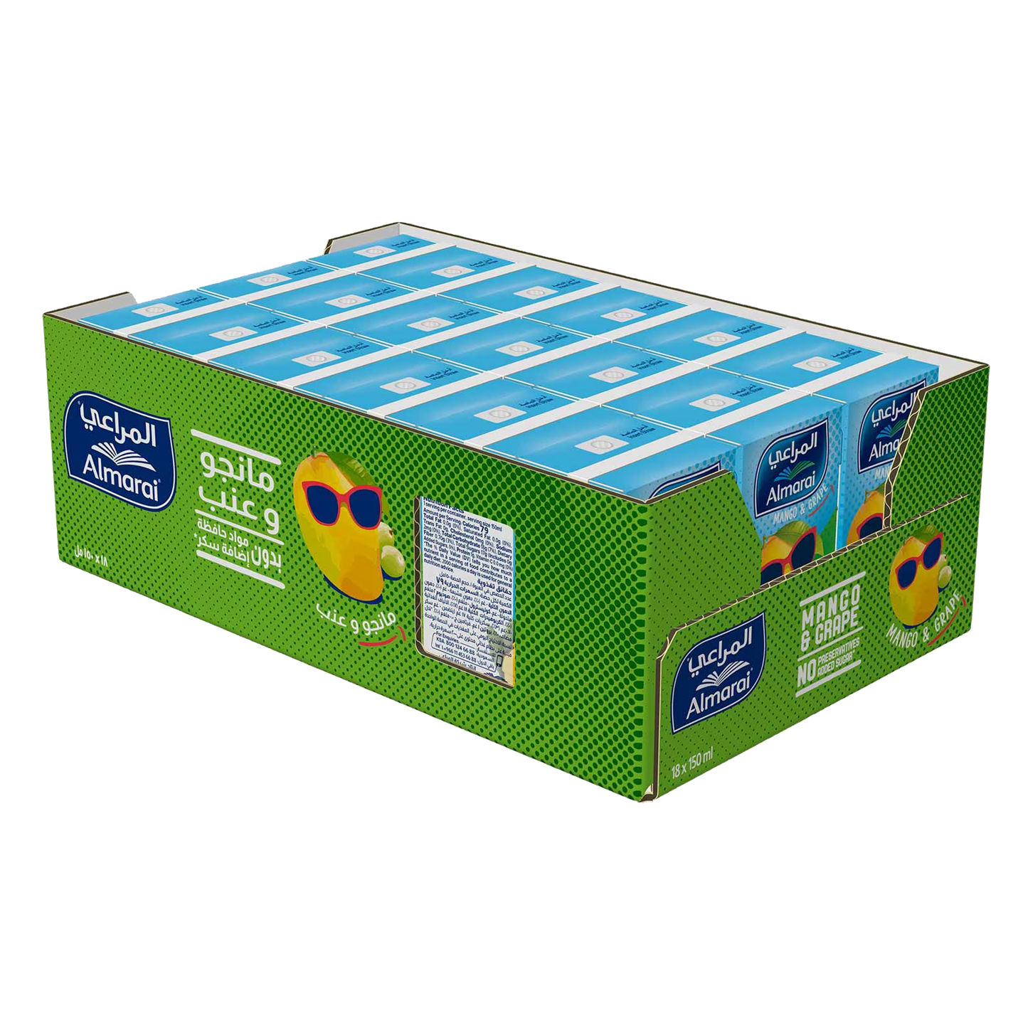 Almarai Mango & Grape Juice No Added Sugar 140mlx18x المراعي عصير مانجو وعنب بدون إضافة سكر 140مل