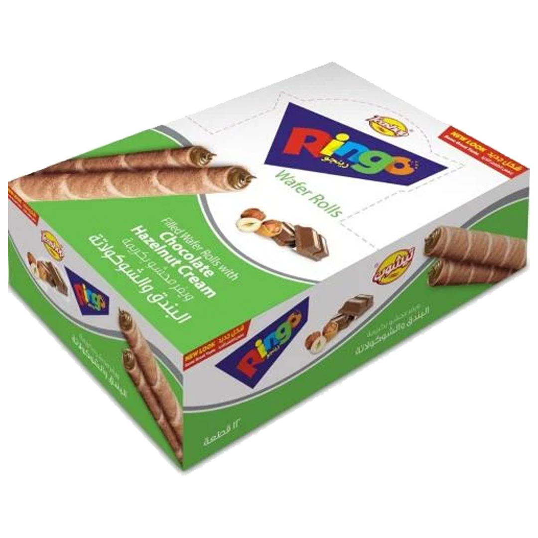 Teashop Ringo Wafer Rolls Chocolate & Hazelnut 192g تيشوب رينجو بالبندق والشوكلاتة 192 جرام
