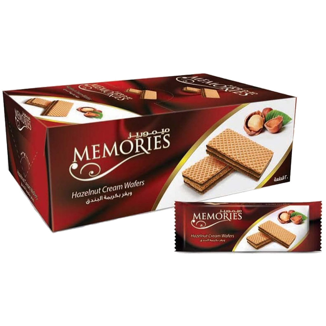 Memories Joy Hazelnut Cream Wafers 24 x 25g ميمورز جوي ويفر بالبندق 25 جرام