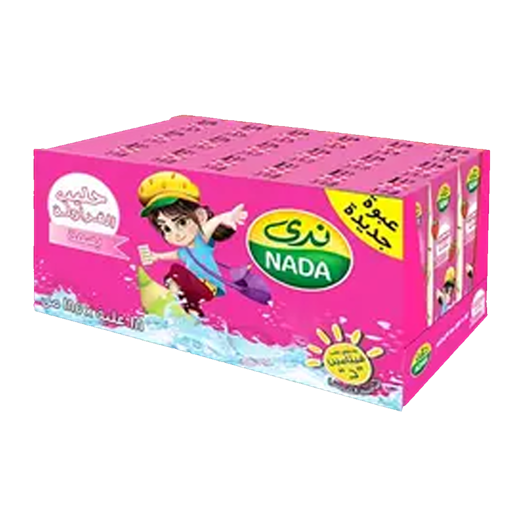 Nada Azouz Strawberry Milk 185 ml x 18 x ندى عزوز حليب فراولة 185 مل