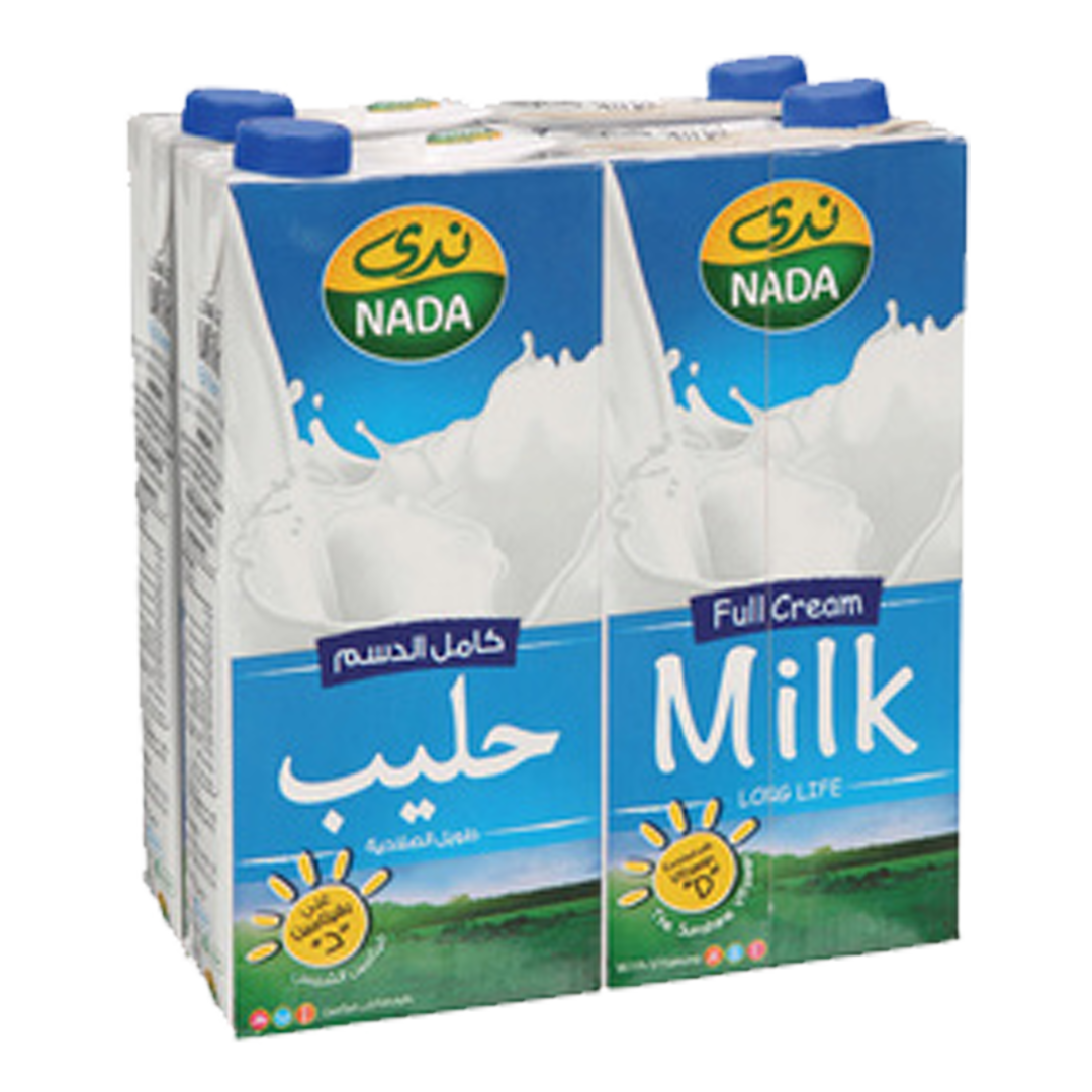 Nada long life full fat milk 1 liter ندى حليب طويل الاجل كامل الدسم 1لتر