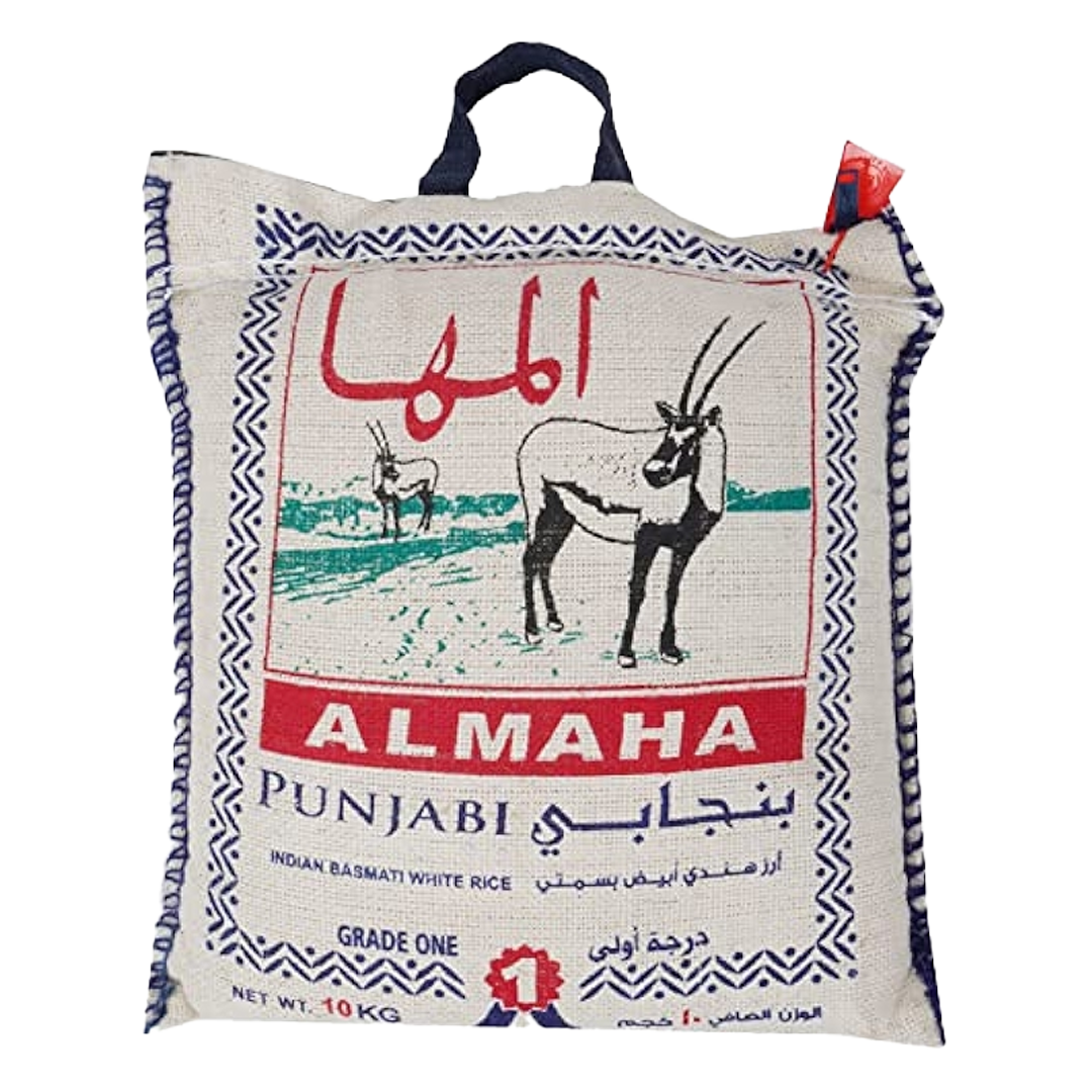 Almaha Punjabi White Basmati Rice 10 KG رز المها ابيض بسمتي 10كيلو