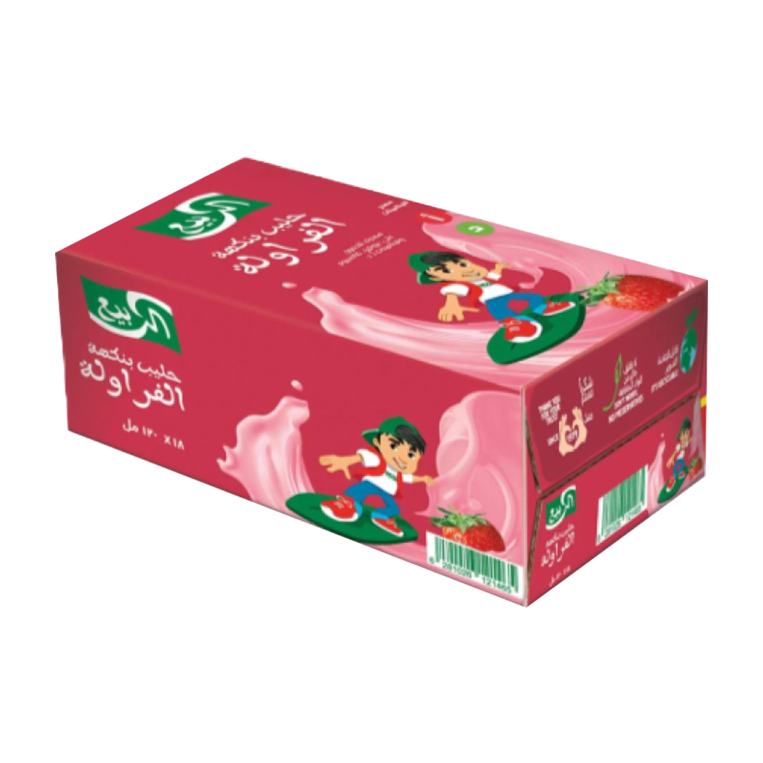 Alrabie Strawberry Milk 125 ml x 18 x الربيع حليب بنكهة الفرولة 125 مل