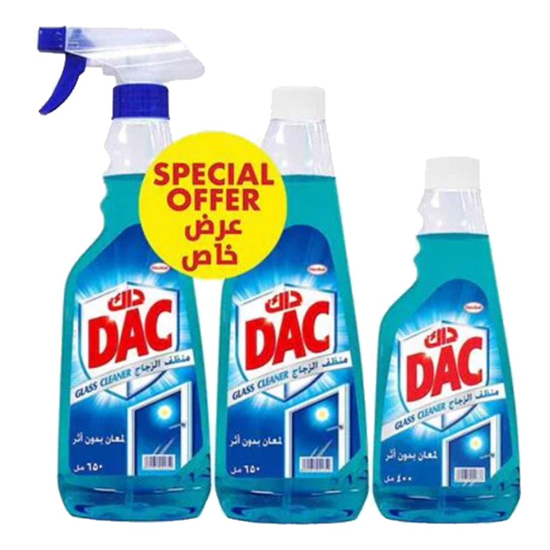 Dac Glass Cleaner 2x650ML+400ML داك منظف الزجاج 400مل+650×2عرض