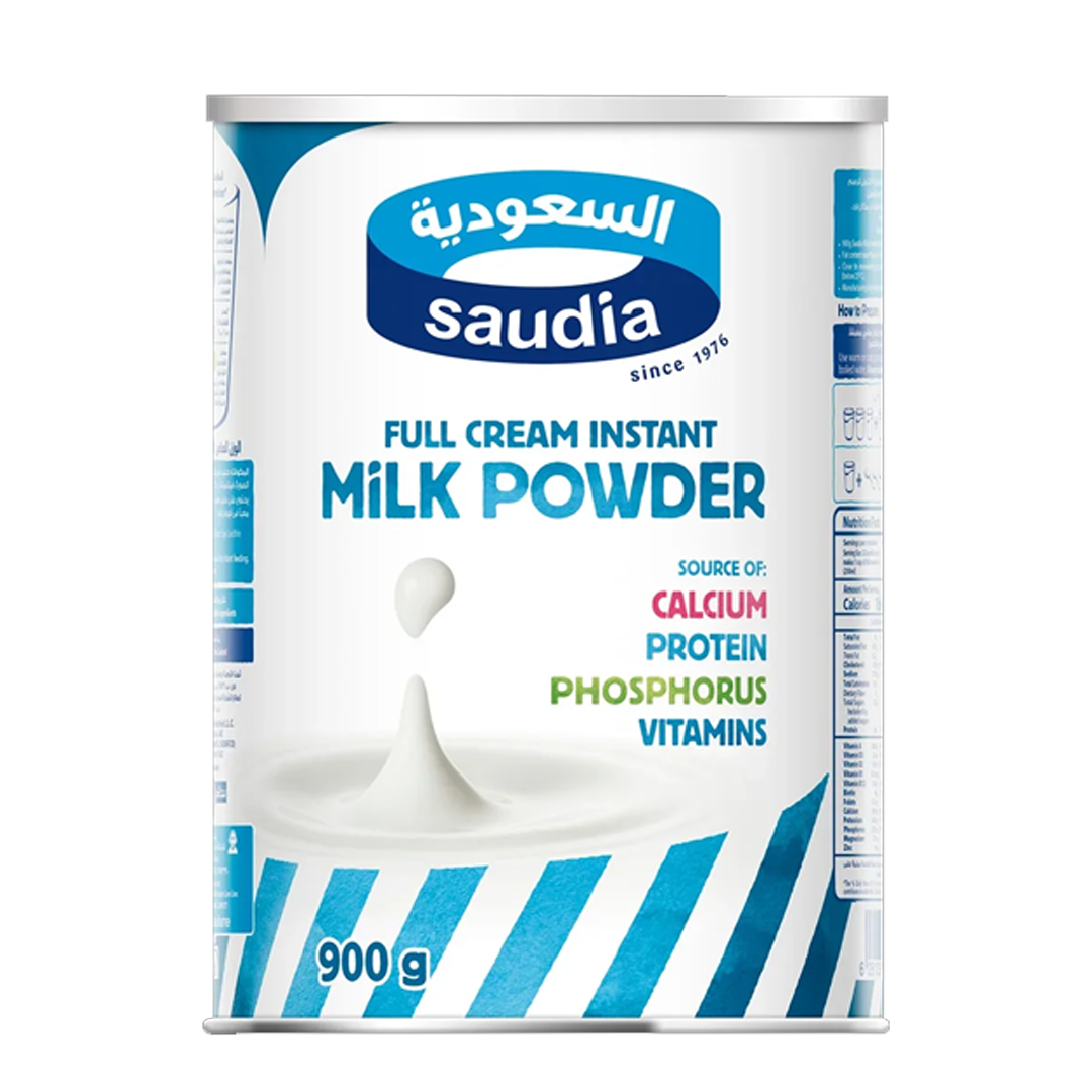 SAUDIA FULL CREAM MILK POWDER 900G السعودية حليب مجفف كامل الدسم 900غم