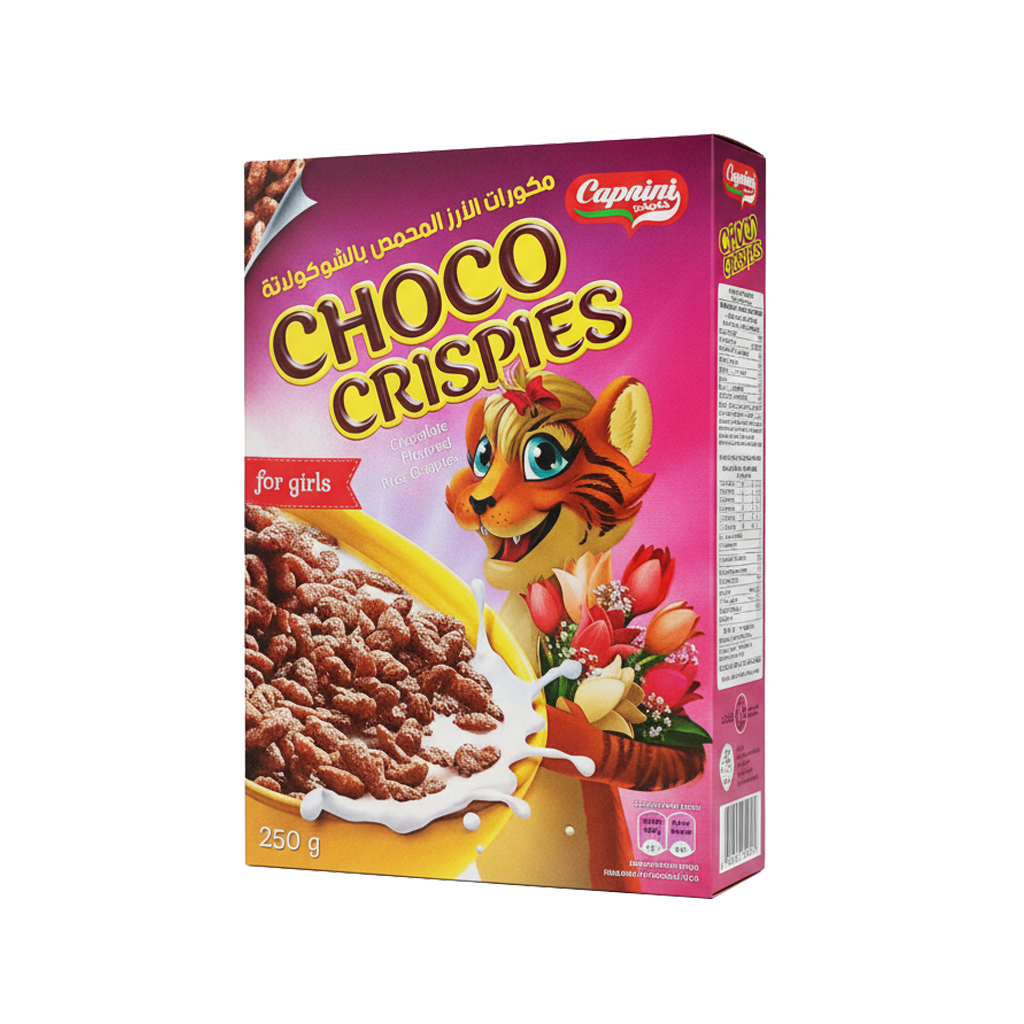 CAPRINI CHOCO CRISPIES For Girls 250 Gكابريني كورات الارز المحمص بالشوكلاتة 250 جرام