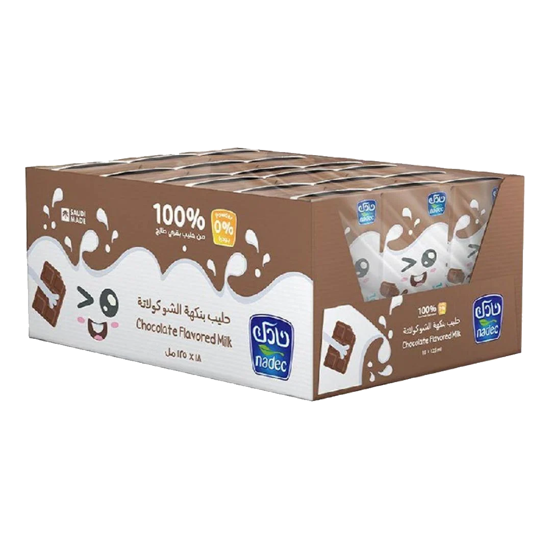 Nadec UHT Chocolate Milk 125ml x 18 نادك حليب كابتن نادك بالشوكولاته 125مل