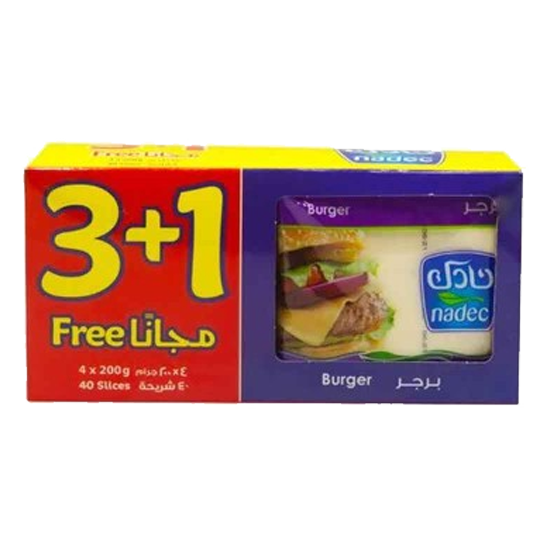 Nadec Cheese Slice Burger 3+1Free x 200gm نادك جبنة شرائح برجر 200غم عرض خاص 3+1 مجانا