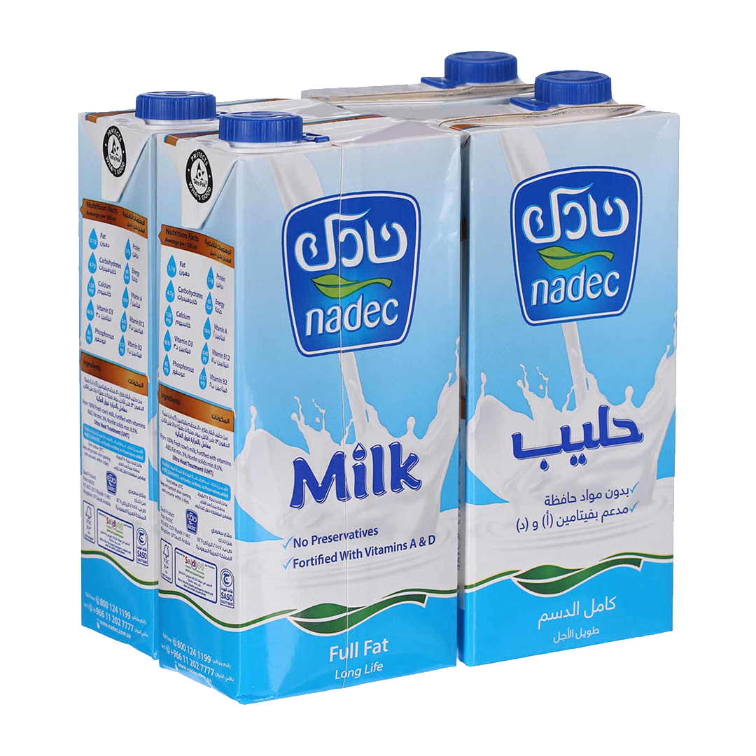 Nadec Long Life Full Fat Milk 1 Liter نادك حليب طويل الاجل كامل الدسم 1لتر