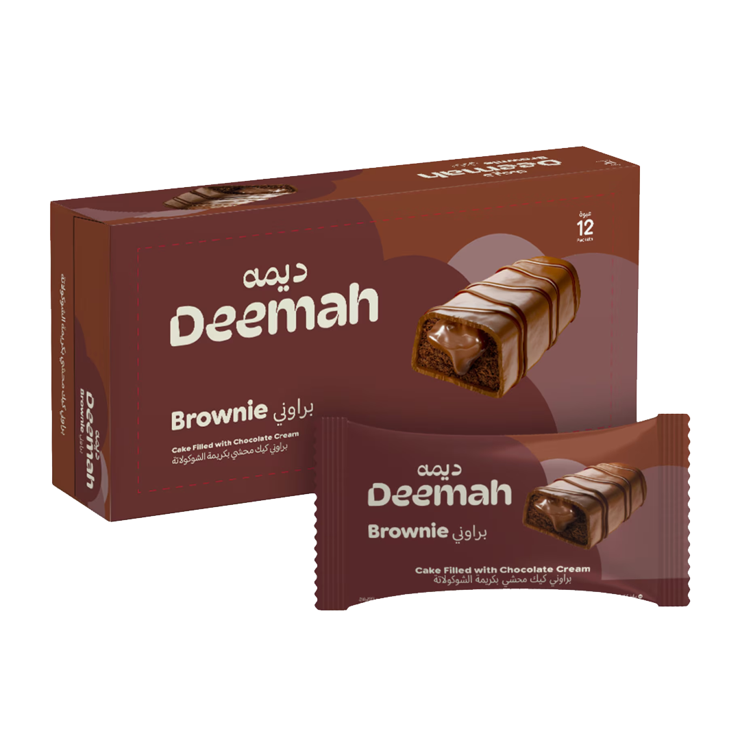 ديمة براوني كيك محشي بكريمة الشوكلاتة 37 جرام Deemah Brownie With Chocolate Cream 37g x12