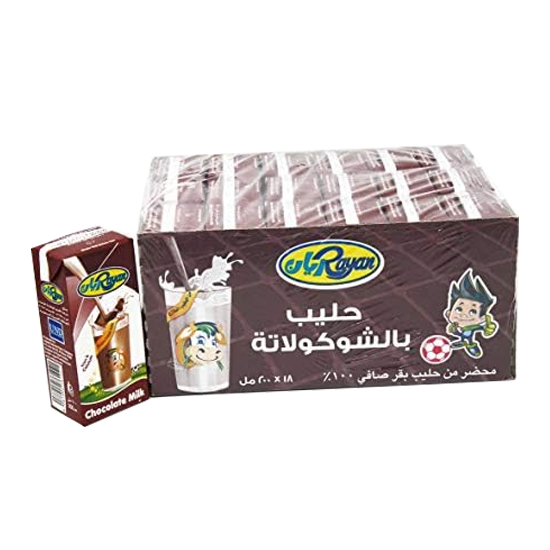 Rayan Uht Milk Chocolate 200mlx18 ريان حليب بالشكولاته 200مل