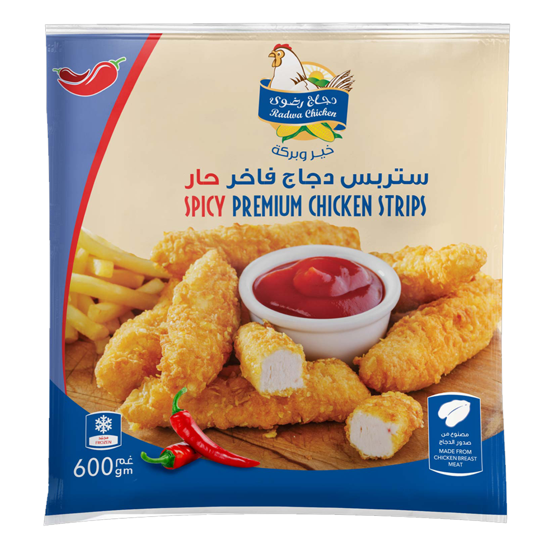 Radwa Spicy Premium Chicken Strips 600g رضوى ستربس دجاج فاخر حار 600 جرام