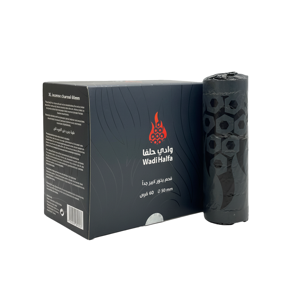 Wadi Halfa Micro Incense Charcoal 50mm 60 Pcs وادي حلفا فجم بخور كبير جدا 50مل 60 قرص