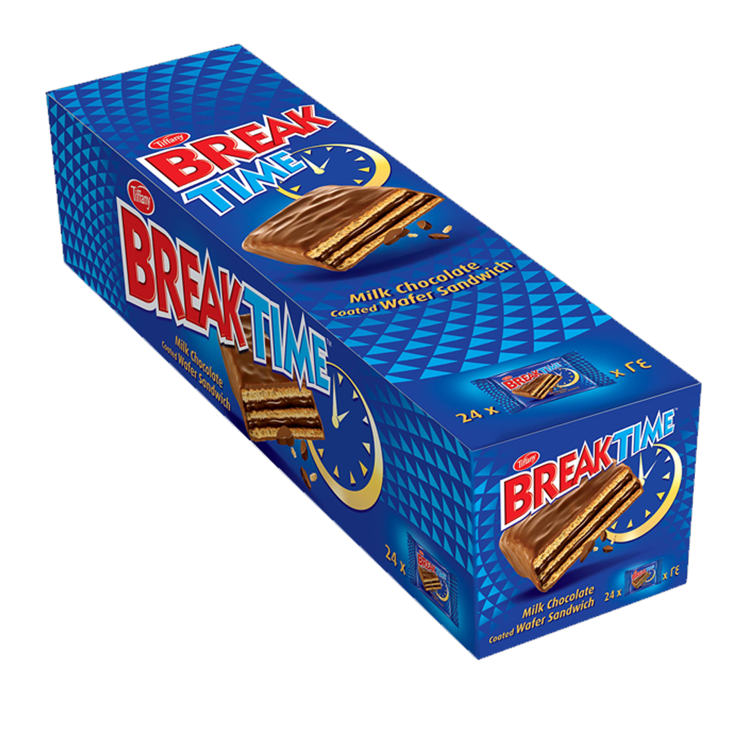 بريك تايم بسكويت الويفر المحشو 13غم Tiffany Break Time Milk Chocolate Wafer 24 x 13gm