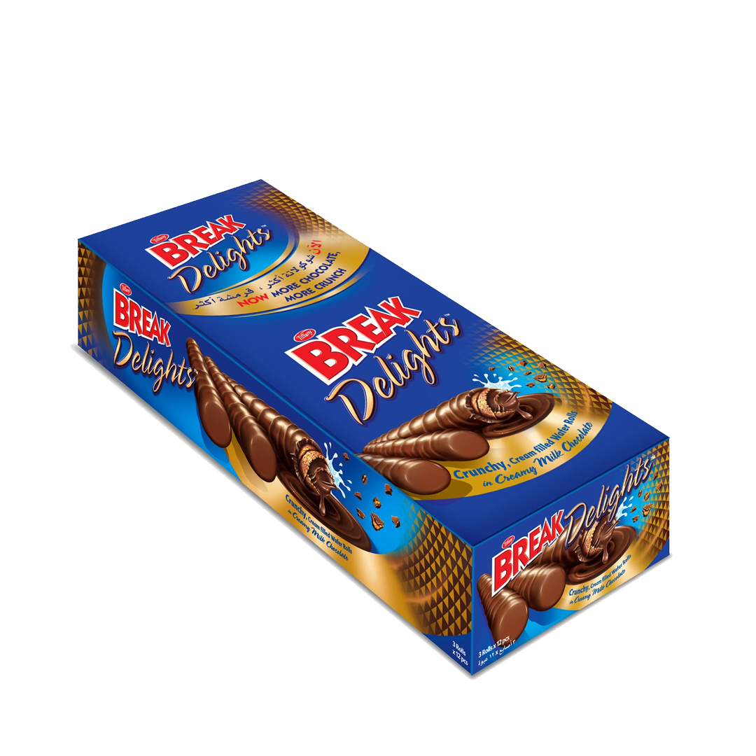 Tiffany Break Delights Crunchy Cream Filled Wafer Roll 21g تيفاني بريك ديلاينس21 جرام