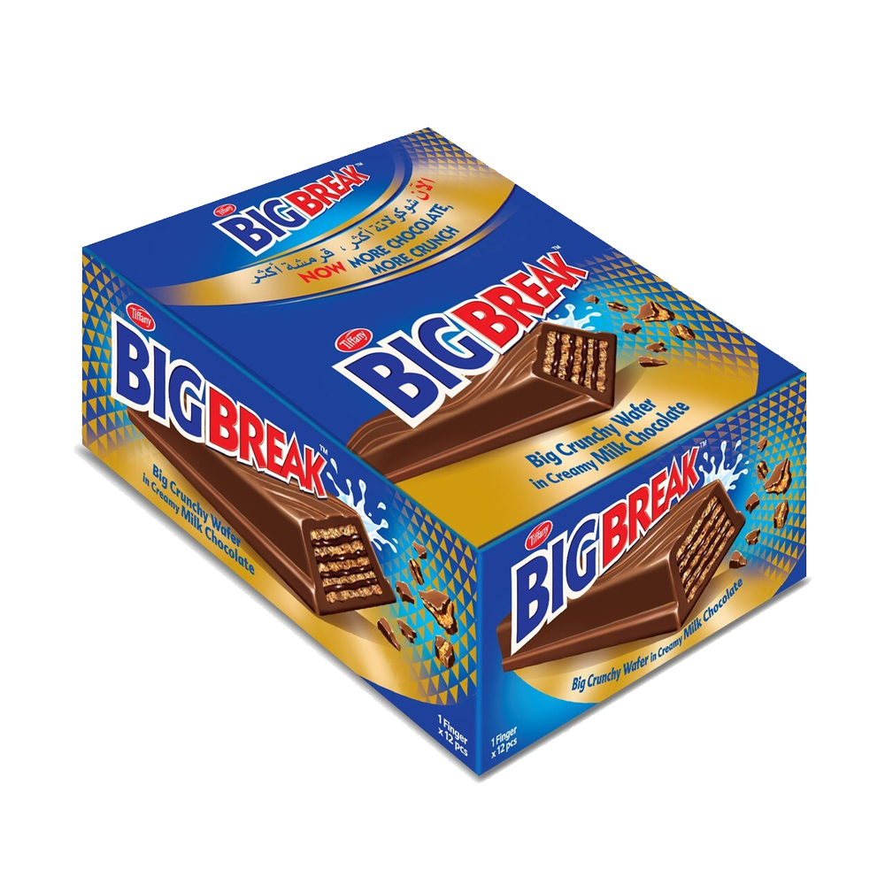 Tiffany Big Break Big Crunchy Wafer Milk Chocolate 31g x12xتيفاني بيك بريك ويفر شوكلاتة 31 جرام