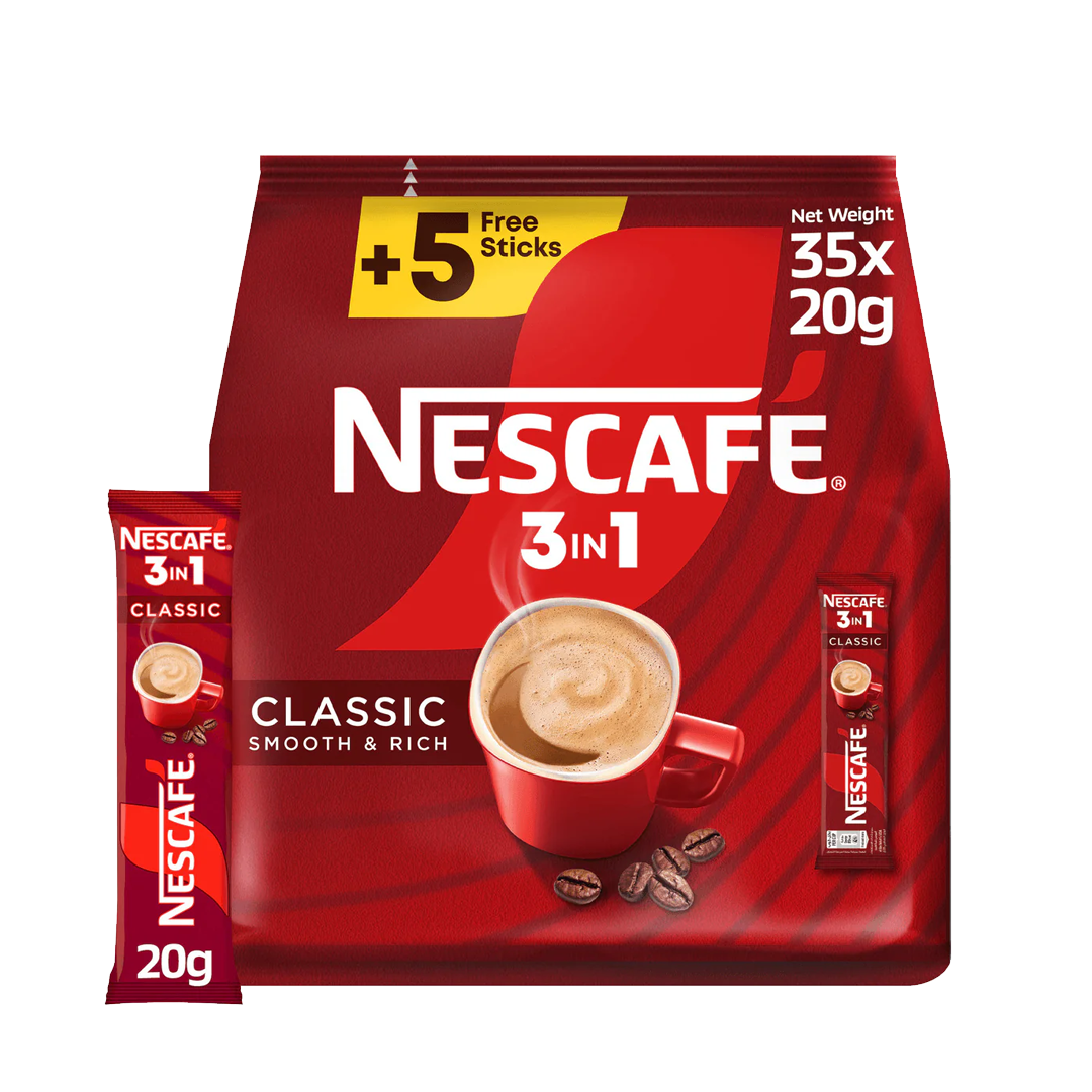 Nescafe 3 in1 Classic Coffee 30 + 5 Sticks x 20gm نسكافيه 3في1 قهوة كلاسيك 30+5مجانا*20جم
