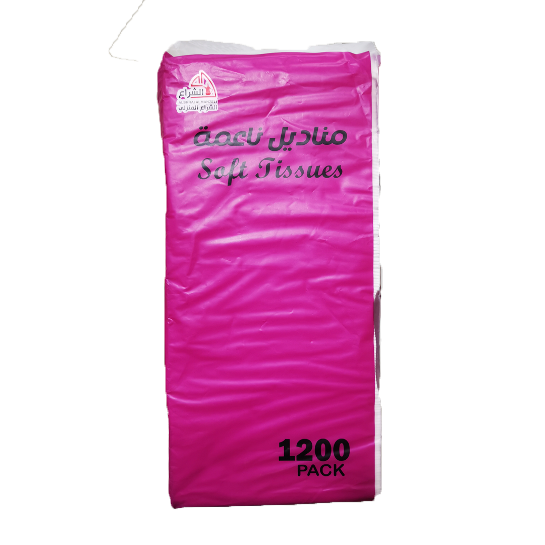 Alshrai Soft Tissue Purple 4 1200 Pack الشراع مناديل ناعمة 4 طبقات 1200 بنفسجي