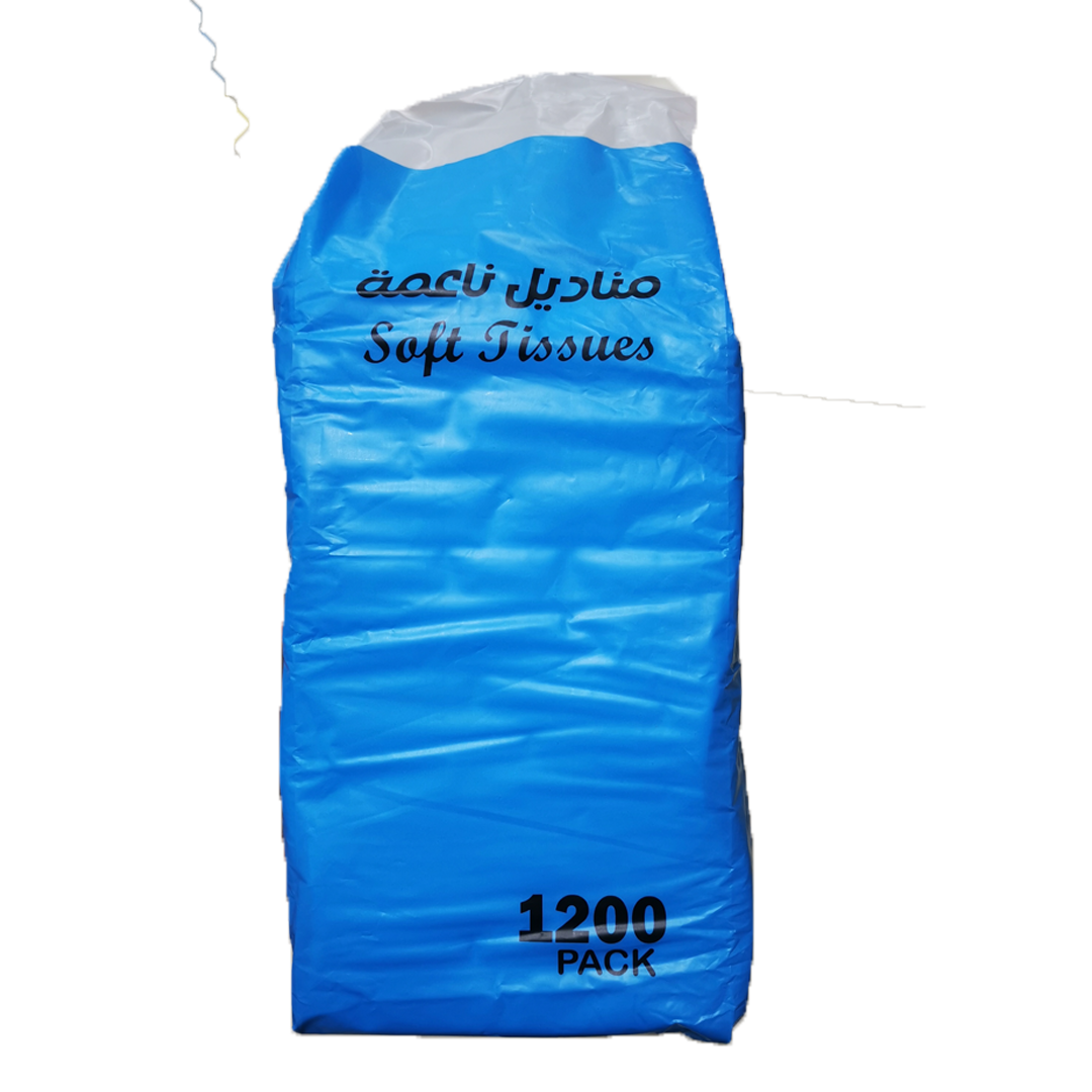 Alshrai Soft Tissue Blue 4 1200 Pack الشراع مناديل ناعمة 4 طبقات 1200 ازرق