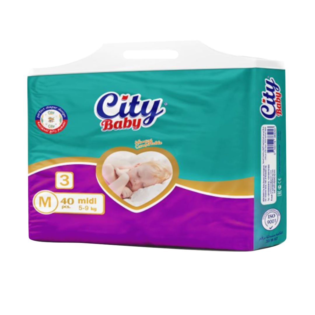 City Baby Baby Diapers Size(3) 40pcs سيتي بيبي حفاضات اطفال مقاس 3-40 حبة