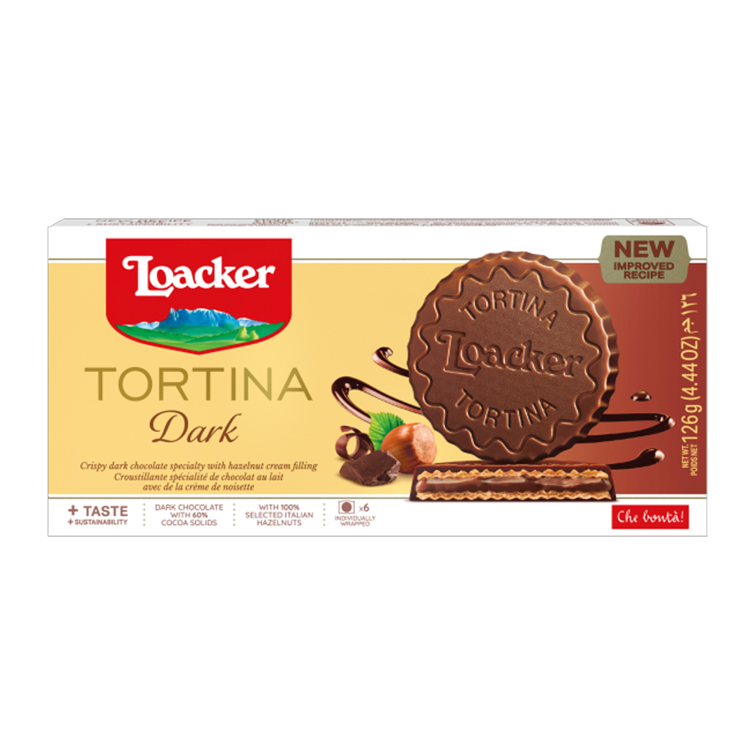 Loacker Gran Pasticceria Tortina Dark Hazelnut 125g لواكر تورتيناشكولاته دارك 125غم