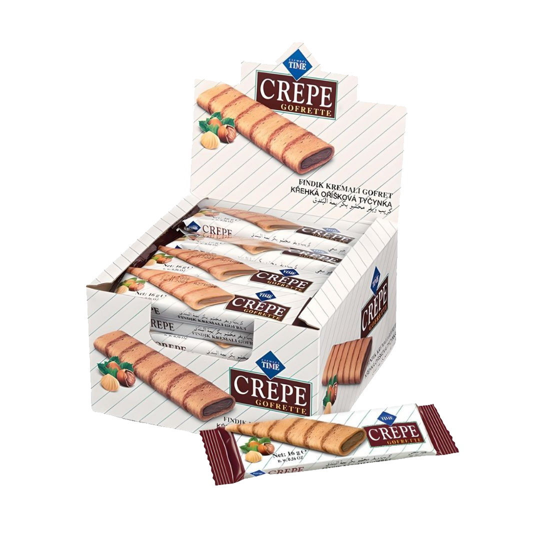 Time Crepe Gofrette Wafer Hazelnut 16g ويفر كريب الكاكاو بالكريمة البندق 16غم