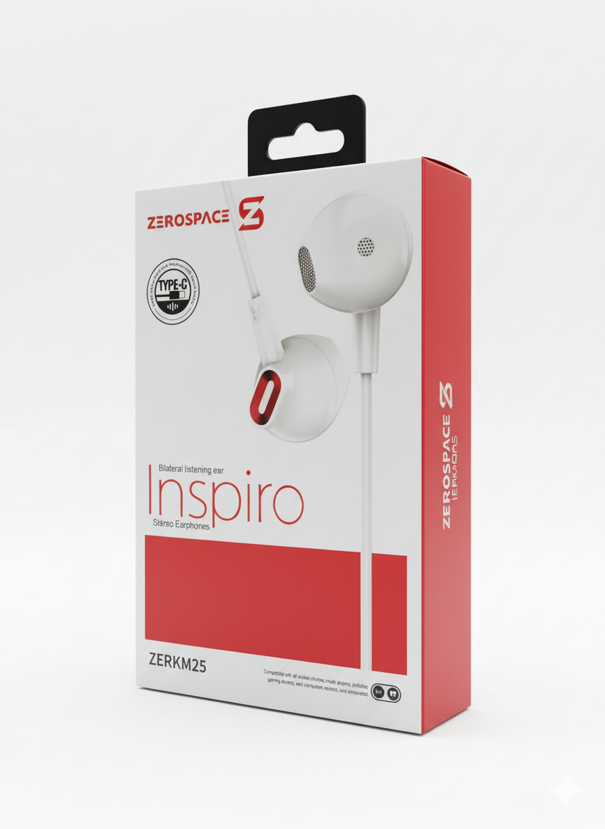Zerospace Inspiro Stereo Earphone زيروسبيس سماعة جوال تايب سي