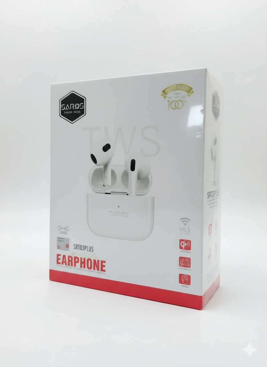 Saros Earphone Bluetooth V.53 ساروس سماعة بلوتوث اربوت ثاروث 5.3