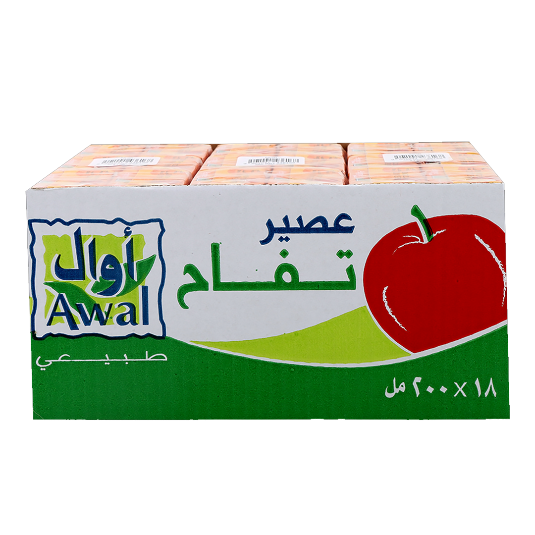 Awal Apple Juice 200ml x18 x اوال عصير تفاح غالا 200مل