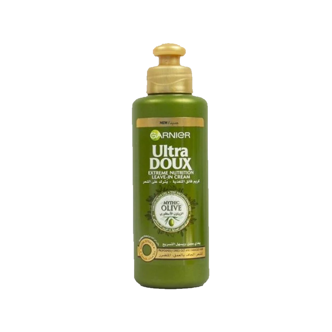 Garnier Ultra Doux Olive Mythic Leave-In Cream 200ml غارنية الترا دوكس ليفي كريم زيت الزيتون للشعر الجاف 200مل