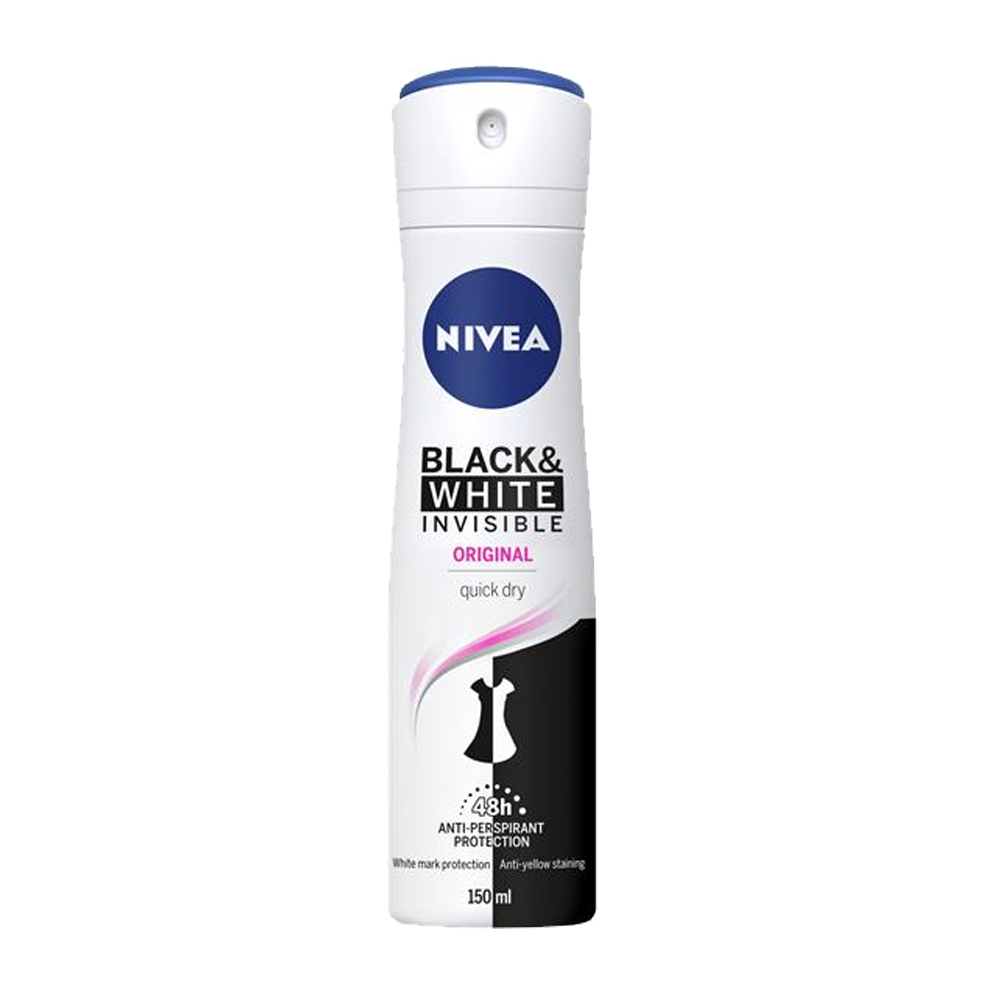 Nivea Invisible Black & White Clear Deodorant 150 ml نيفيا مزيل عرق اسود وابيض بخاخ 150 مل