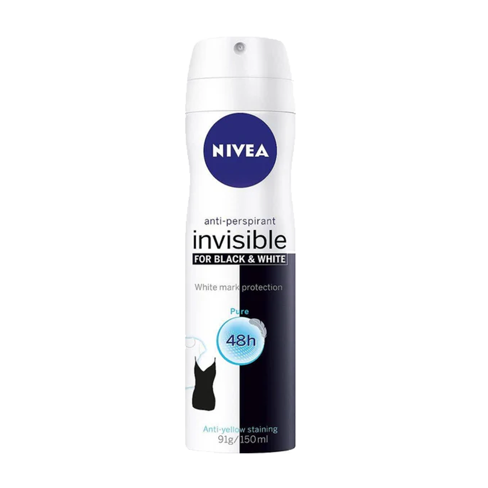 Nivea Black and White Invisible Fresh Body Spray 150 ml نيفيا مزيل عرق اسود وابيض بخاخ 150 مل