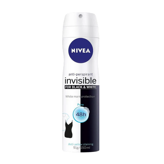 Nivea Black and White Invisible Fresh Body Spray 150 ml نيفيا مزيل عرق اسود وابيض بخاخ 150 مل