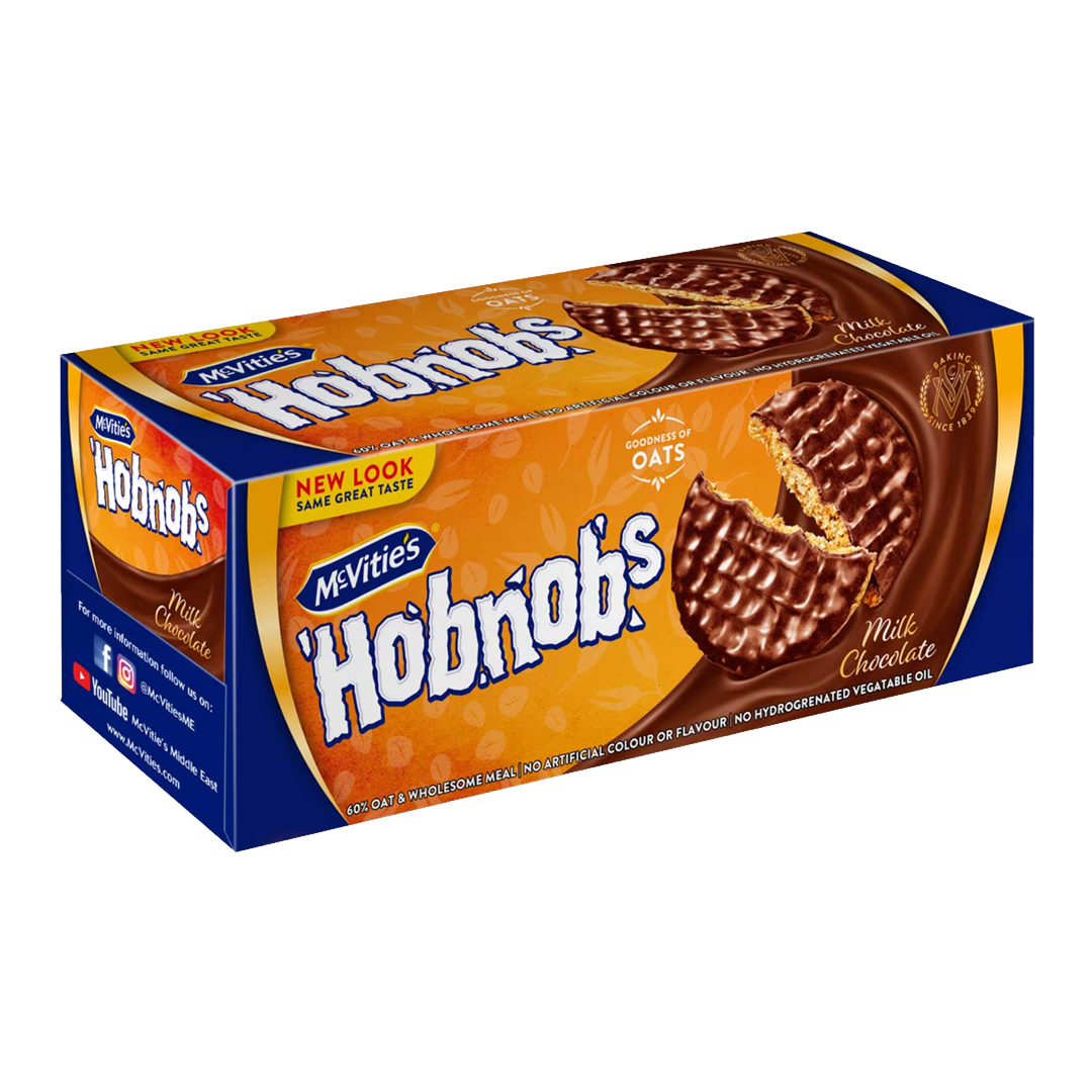 McVities Hobnobs Milk Chocolate Coated Oat Cookies 300g مكتفيز هوب نوز شوفان 300 جرام