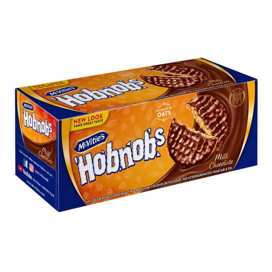 McVities Hobnobs Milk Chocolate Coated Oat Cookies 300g مكتفيز هوب نوز شوفان 300 جرام