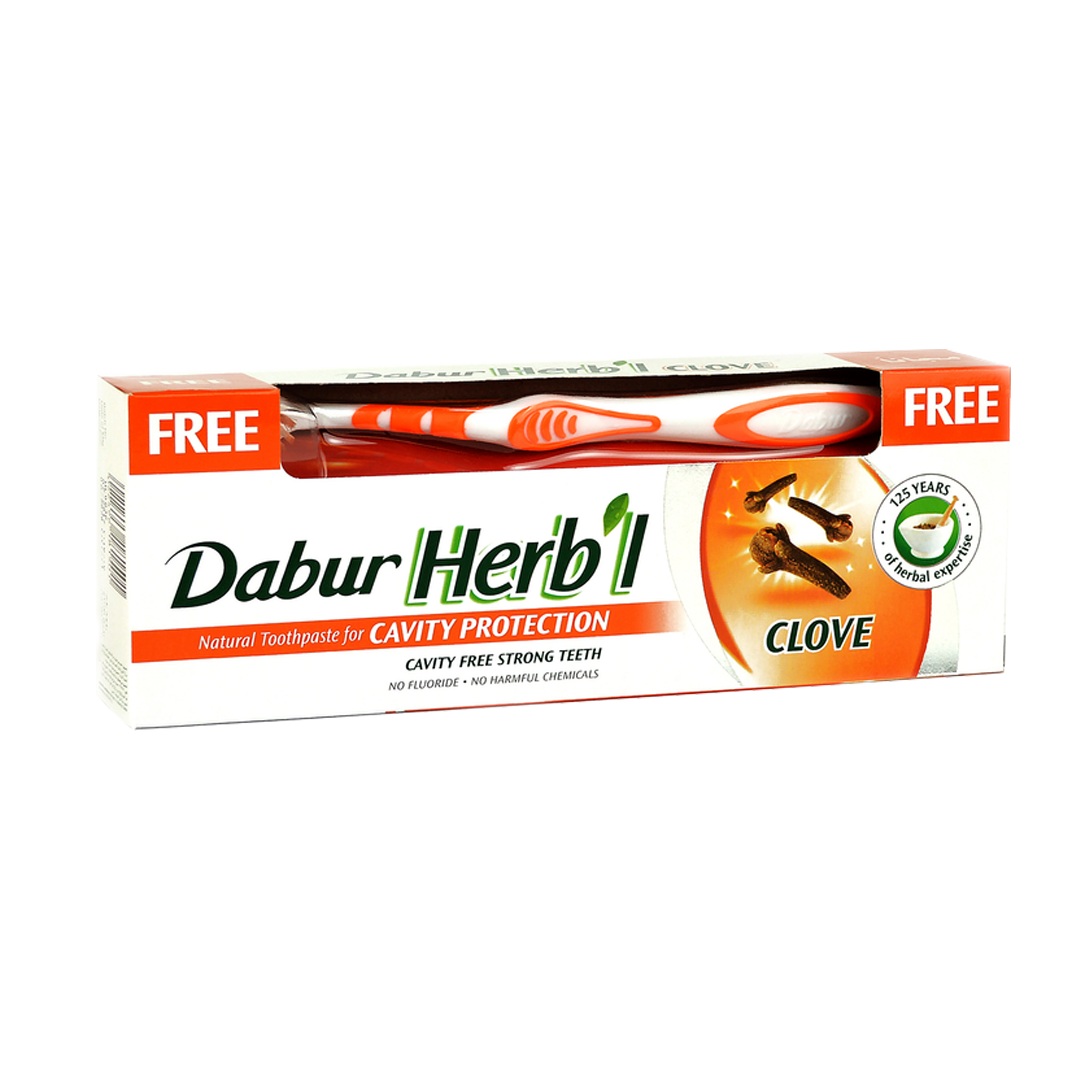 Dabur Herbal Toothpaste with Clove150gm+GF دابر معجون اسنان بالقرنفل 150جرام