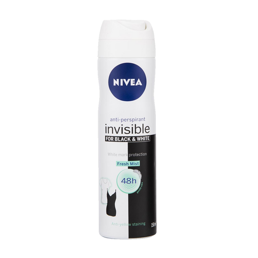 Nivea Invisible Fresh Mist Body Spray 150 ml نيفيا مزيل عرق اسود وابيض بخاخ 150 مل