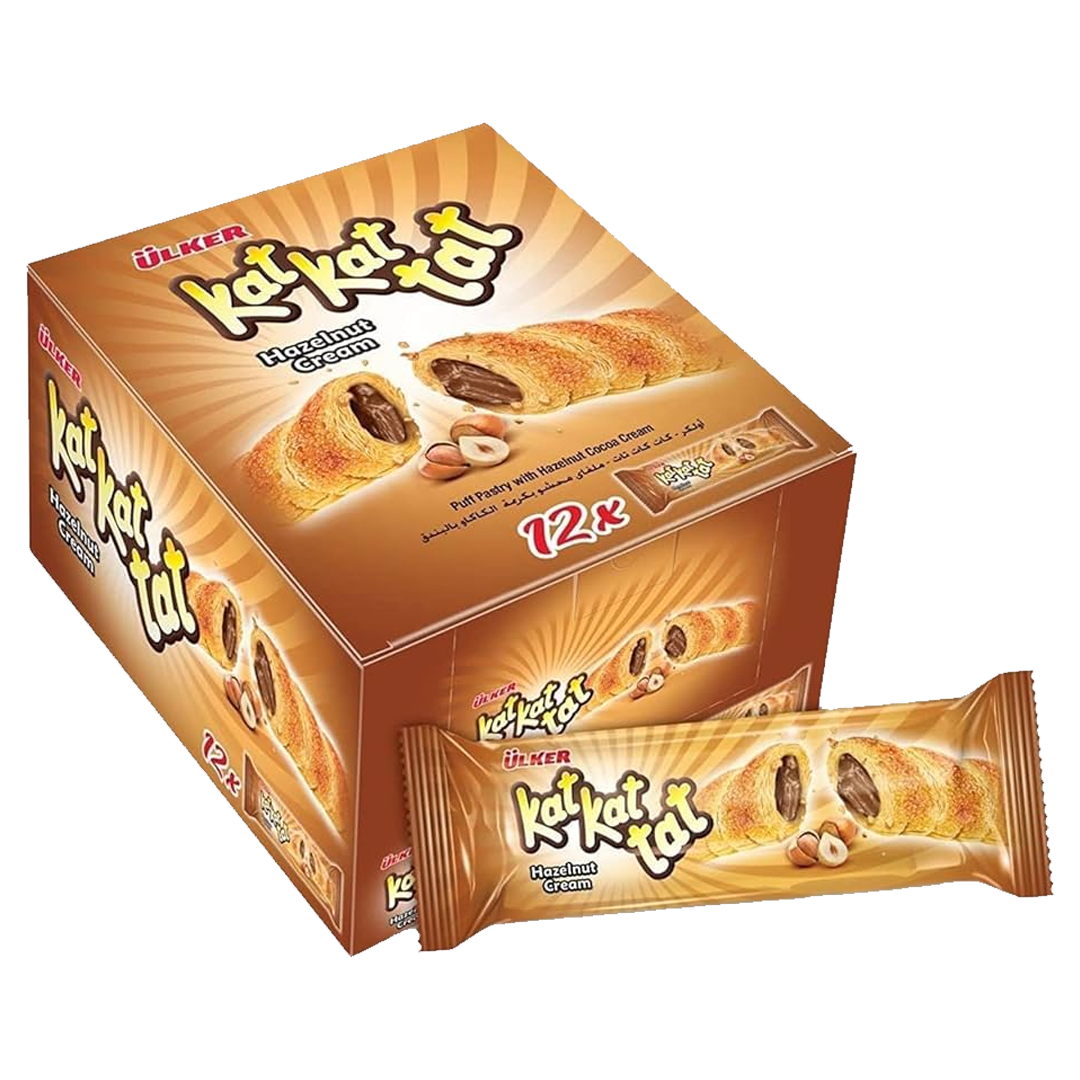 ULKER KAT KAT TAT HAZELNUT CREAM 12 X 24G اولكر كت كات صغير  محشو بكريمة الكاكاو بالبندق 12*24 جرام