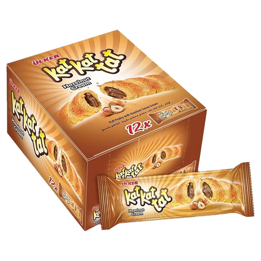 ULKER KAT KAT TAT HAZELNUT CREAM 12 X 24G اولكر كت كات صغير  محشو بكريمة الكاكاو بالبندق 12*24 جرام