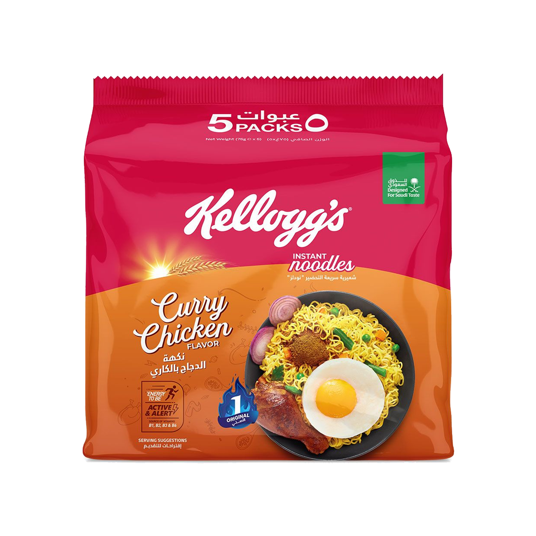 Kelloggs Instant Noodles Chicken Curry Flavor 75 Grams كيلوجز شعيرية سريعة التحضير نكهة الدجاج بالكاري 75 جرام