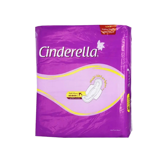 Cinderella Thick Long Wings Pads 30Pcs سندريلا حفائظ نسائية بالاجنحة 30 فوطة