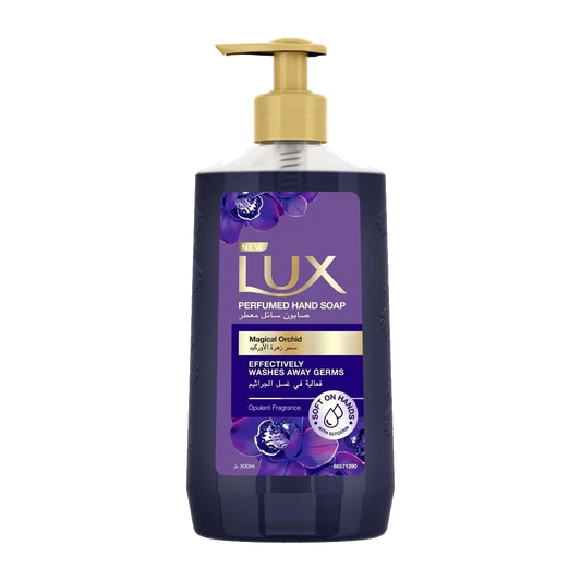 Lux Hand Soap Magical Orchid 500ml لوكس غسيل الايدي زهرة الاوركيد الاسواد وزيت العرعر 500غ