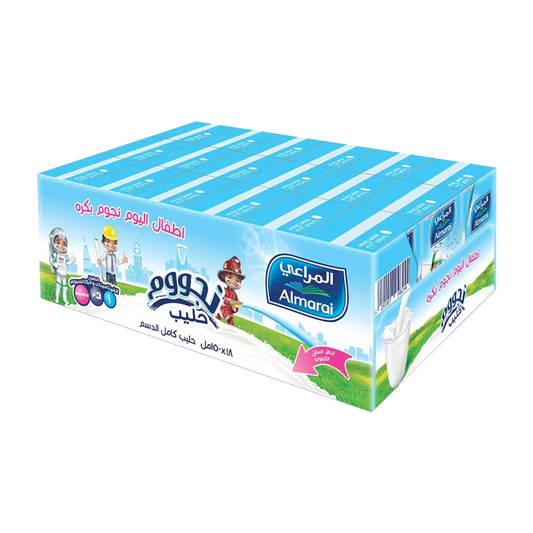 Almarai Nijoom Full Fat Milk 150ml x18 xالمراعي نجوم حليب كامل الدسم 150مل
