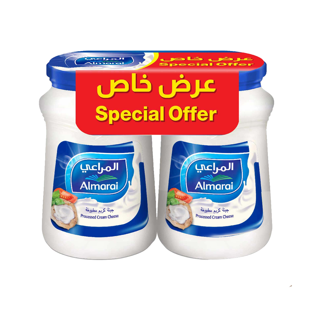 Almarai Spreadable Cream Cheese Full Fat 2X500g المراعي جبنة كريم مطبوخة 2* 500غم