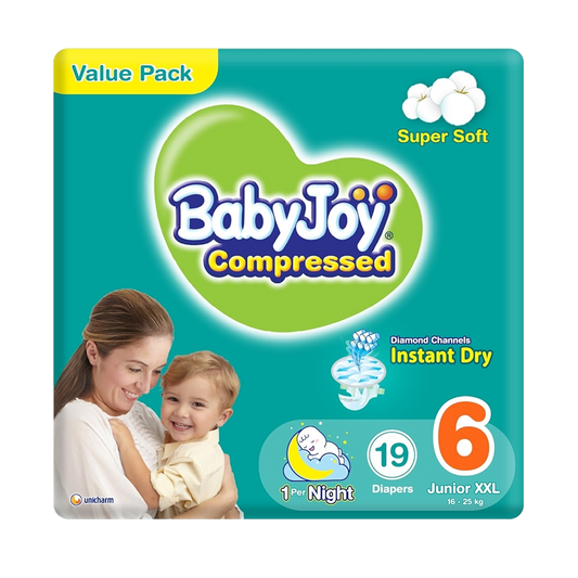 Baby Joy Compressed ZIZE6  60 Diapers بيبي جوي كبير رقم 6 60 حفاظ