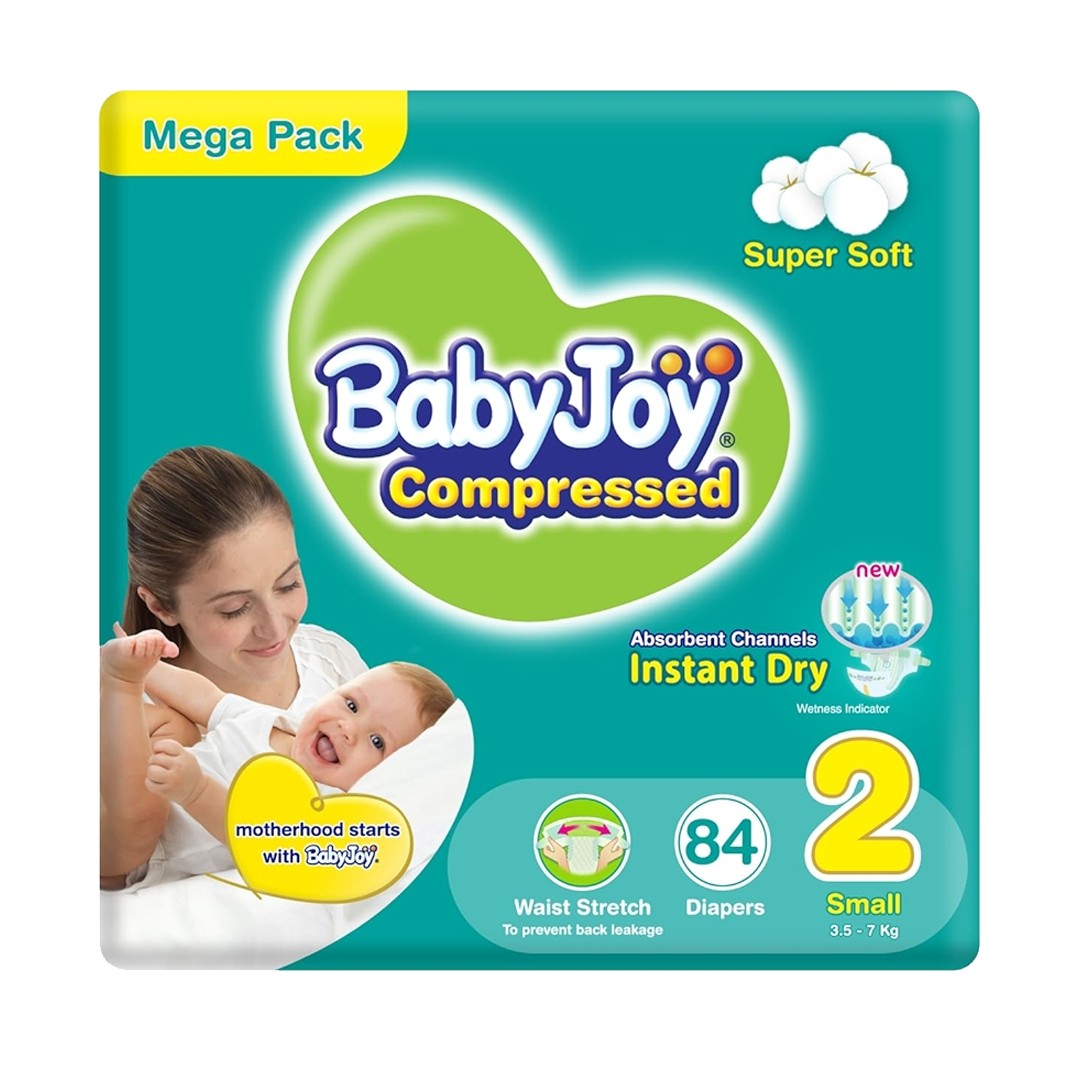 Baby Joy Compressed ZIZE 2 136 Diapers بيبي جوي كبير رقم 2 136  حفاظ