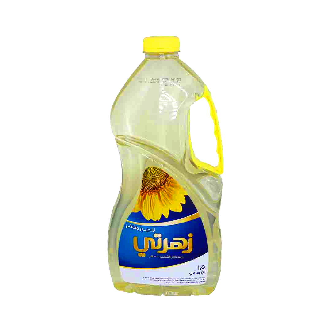 Zahrati Pure Sunflower Oil Cooking & Frying 1.5ltr زيت زهرتي دوار الشمس 1.5 اتر